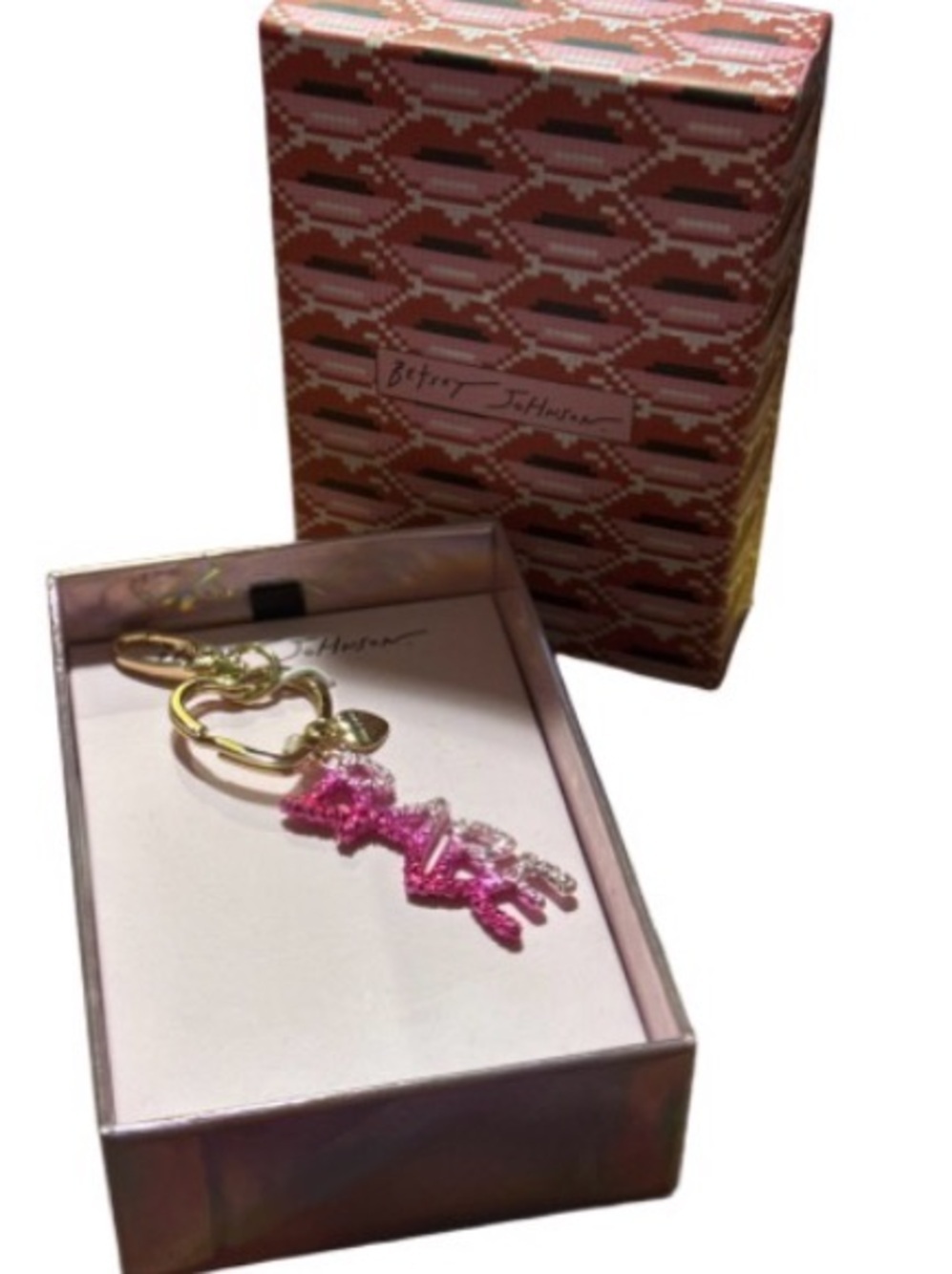 Betsey Johnson Pink Crystal Rabbit Key & Card Holder Charm